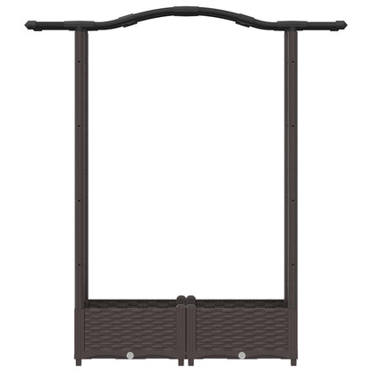 Raised Bed with Trellis and Roof Brown 124 x 40 x 125 cm PP
