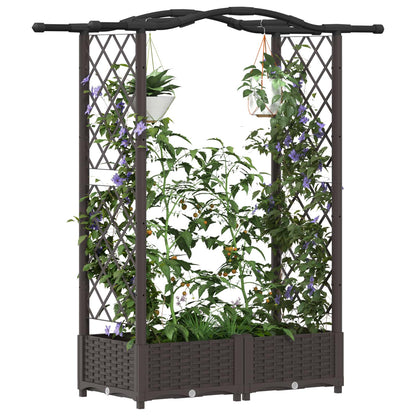 Raised Bed with Trellis and Roof Brown 124 x 40 x 125 cm PP