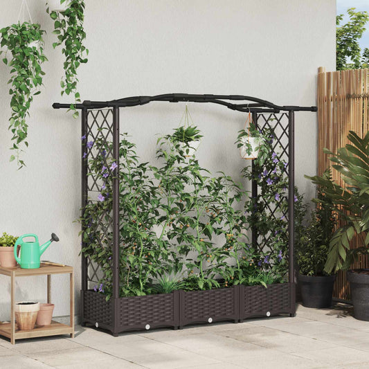 Raised Bed with Trellis and Roof Brown 169 x 40 x 123 cm PP