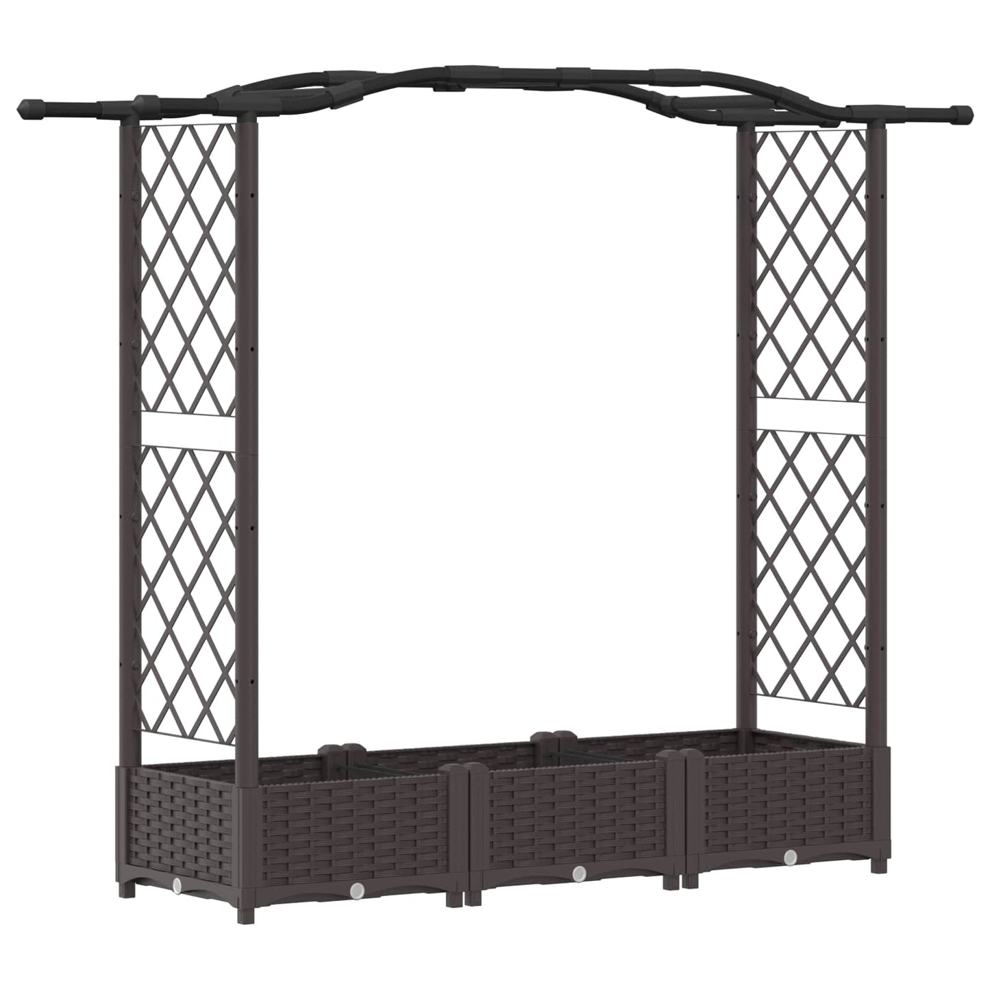 Raised Bed with Trellis and Roof Brown 169 x 40 x 125 cm PP