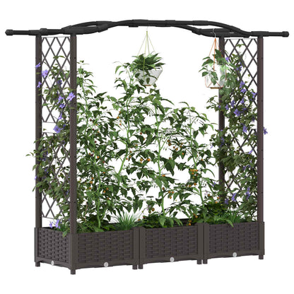 Raised Bed with Trellis and Roof Brown 169 x 40 x 125 cm PP