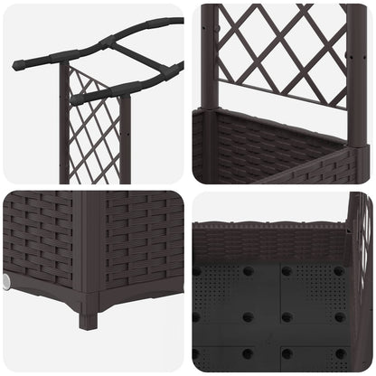 Raised Bed with Trellis and Roof Brown 207 x 40 x 126 cm PP
