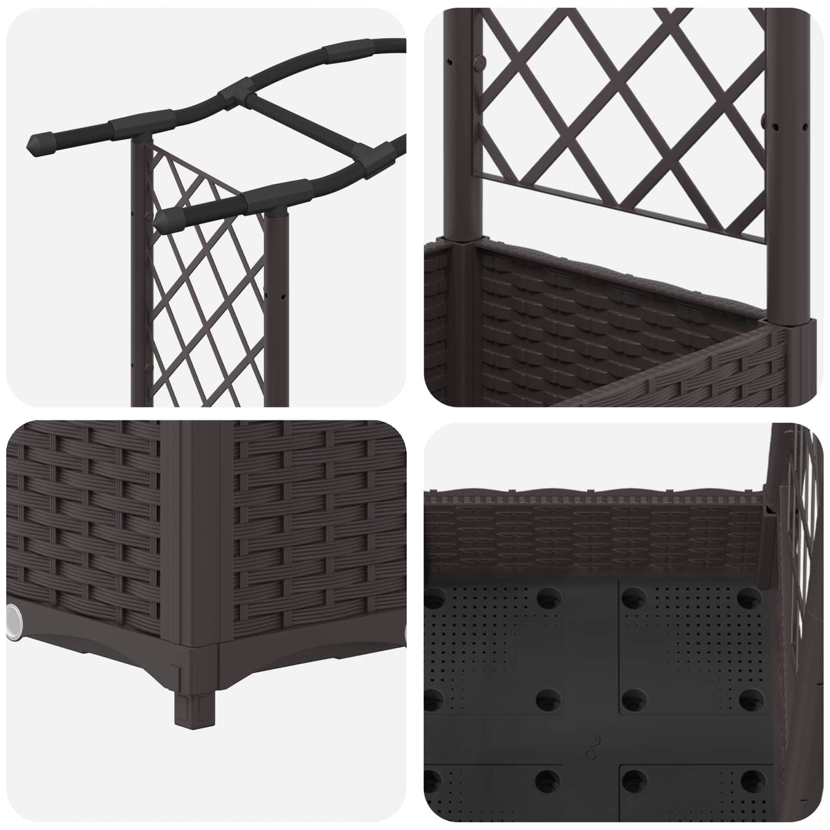 Raised Bed with Trellis and Roof Brown 207 x 40 x 123 cm PP