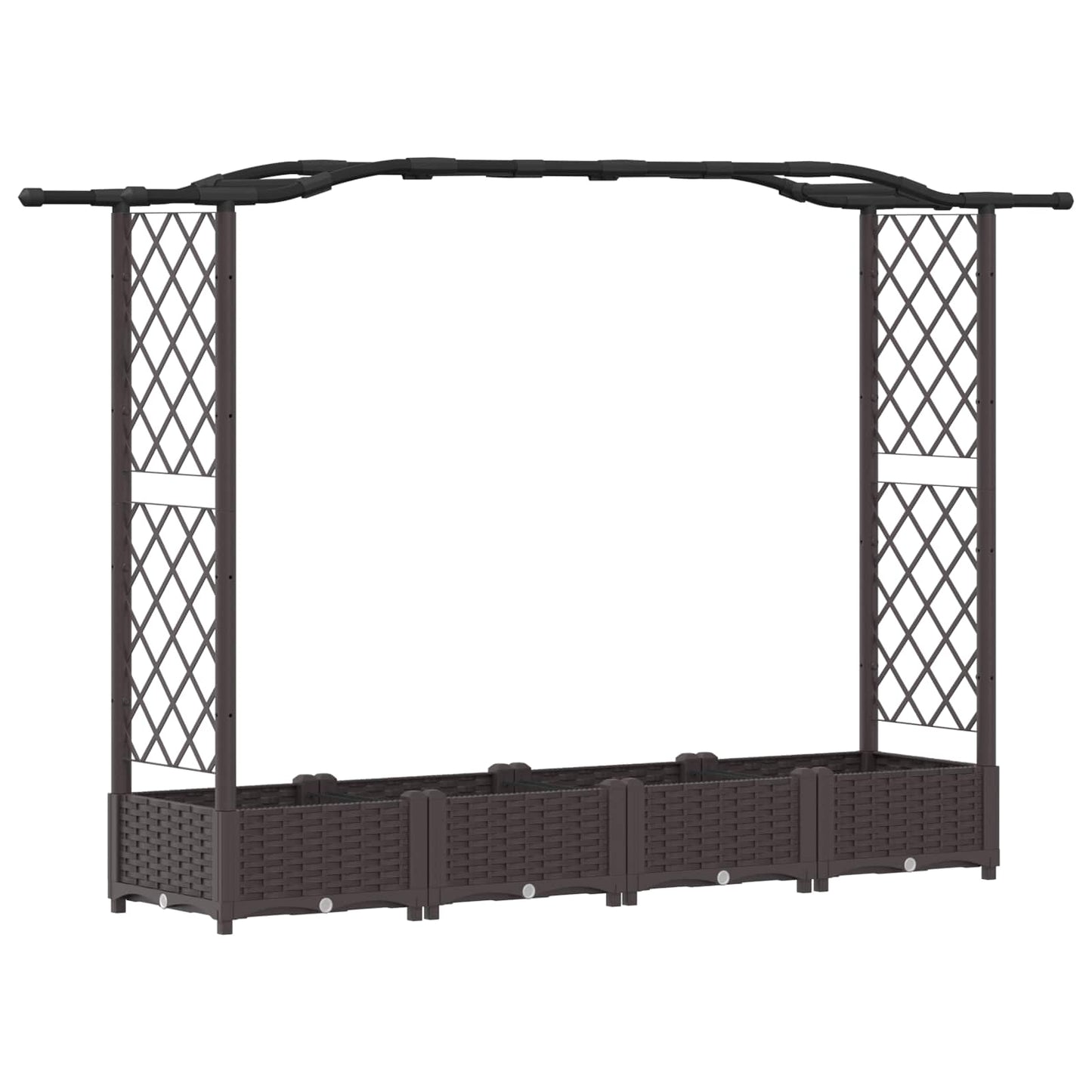 Raised Bed with Trellis and Roof Brown 207 x 40 x 126 cm PP