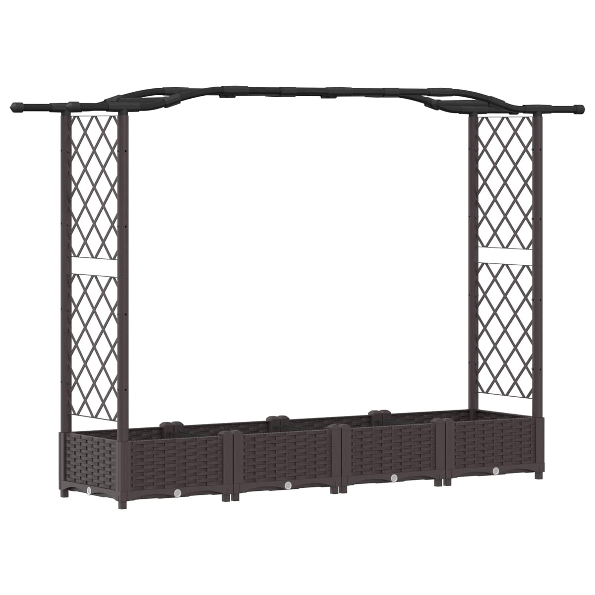 Raised Bed with Trellis and Roof Brown 207 x 40 x 123 cm PP