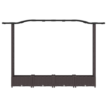 Raised Bed with Trellis and Roof Brown 207 x 40 x 126 cm PP