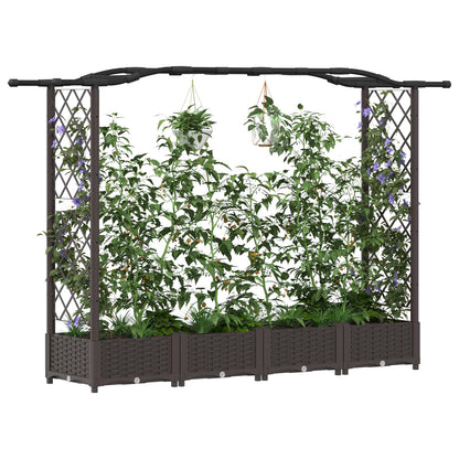 Raised Bed with Trellis and Roof Brown 207 x 40 x 126 cm PP