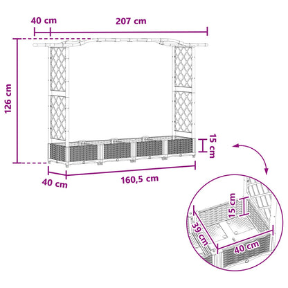 Raised Bed with Trellis and Roof Brown 207 x 40 x 126 cm PP
