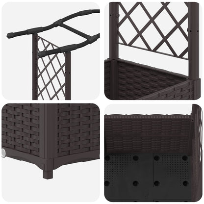 Raised Bed with Trellis and Roof Brown 125 x 40 x 138 cm PP