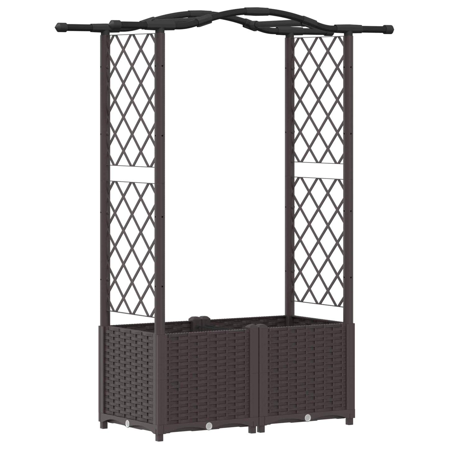 Raised Bed with Trellis and Roof Brown 125 x 40 x 138 cm PP