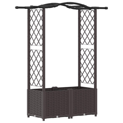 Raised Bed with Trellis and Roof Brown 125 x 40 x 138 cm PP