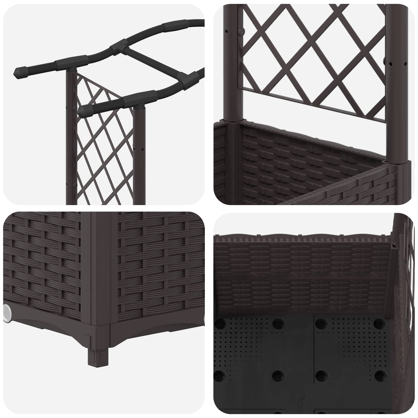 Raised Bed with Trellis and Roof Brown 164 x 40 x 142 cm PP
