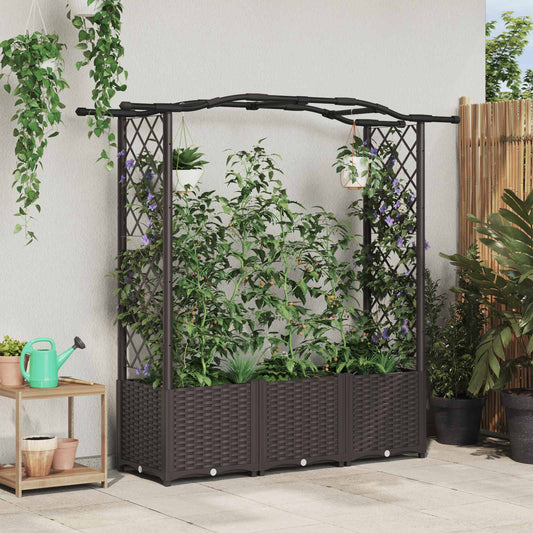 Raised Bed with Trellis and Roof Brown 164 x 40 x 138 cm PP
