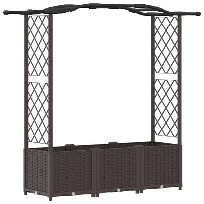 Raised Bed with Trellis and Roof Brown 164 x 40 x 142 cm PP