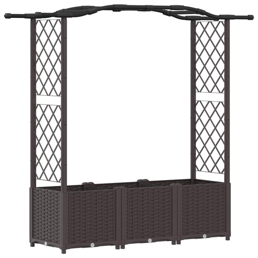 Raised Bed with Trellis and Roof Brown 164 x 40 x 138 cm PP