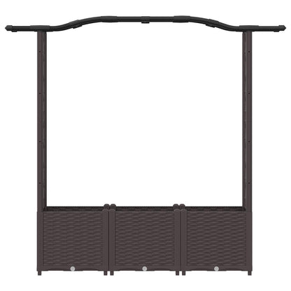 Raised Bed with Trellis and Roof Brown 164 x 40 x 142 cm PP