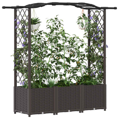 Raised Bed with Trellis and Roof Brown 164 x 40 x 142 cm PP