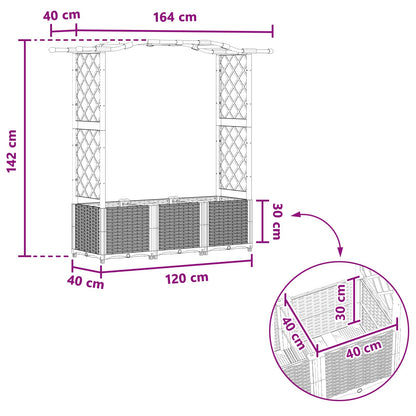 Raised Bed with Trellis and Roof Brown 164 x 40 x 142 cm PP