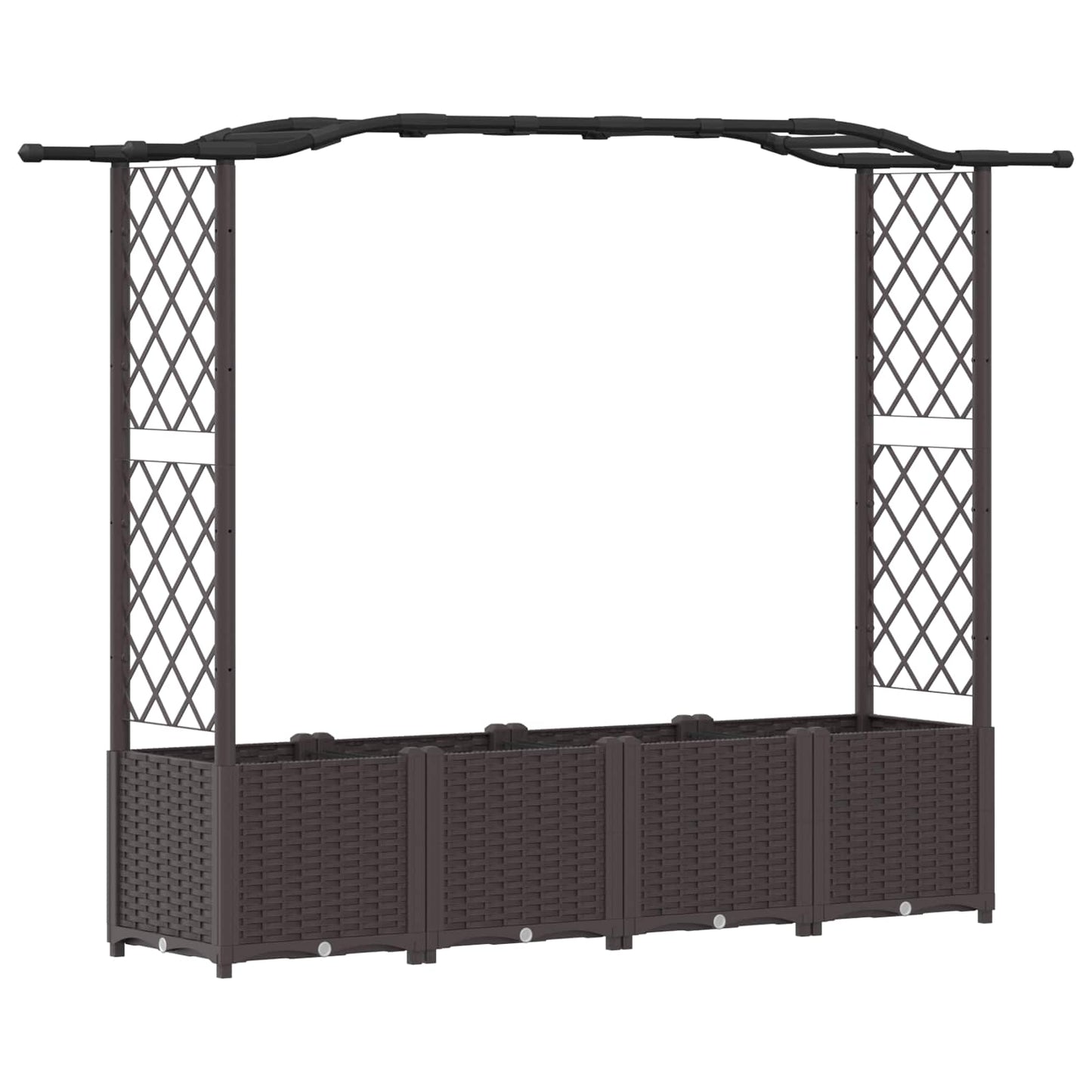 Raised Bed with Trellis and Roof Brown 204 x 40 x 141 cm PP
