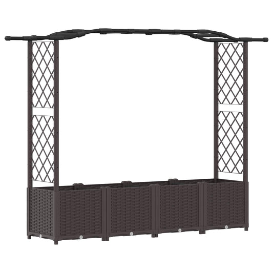 Raised Bed with Trellis and Roof Brown 204 x 40 x 138 cm PP