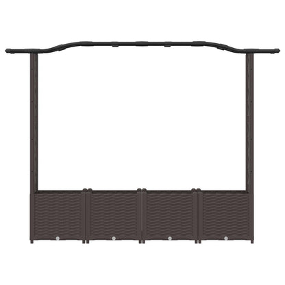 Raised Bed with Trellis and Roof Brown 204 x 40 x 141 cm PP