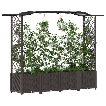 Raised Bed with Trellis and Roof Brown 204 x 40 x 141 cm PP