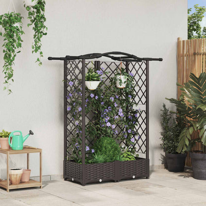 Raised Bed with Trellis and Roof Brown 124 x 40 x 126 cm PP