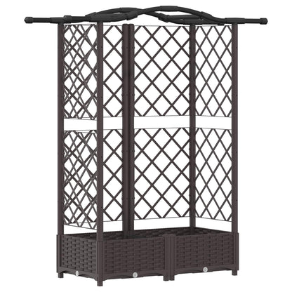 Raised Bed with Trellis and Roof Brown 124 x 40 x 126 cm PP