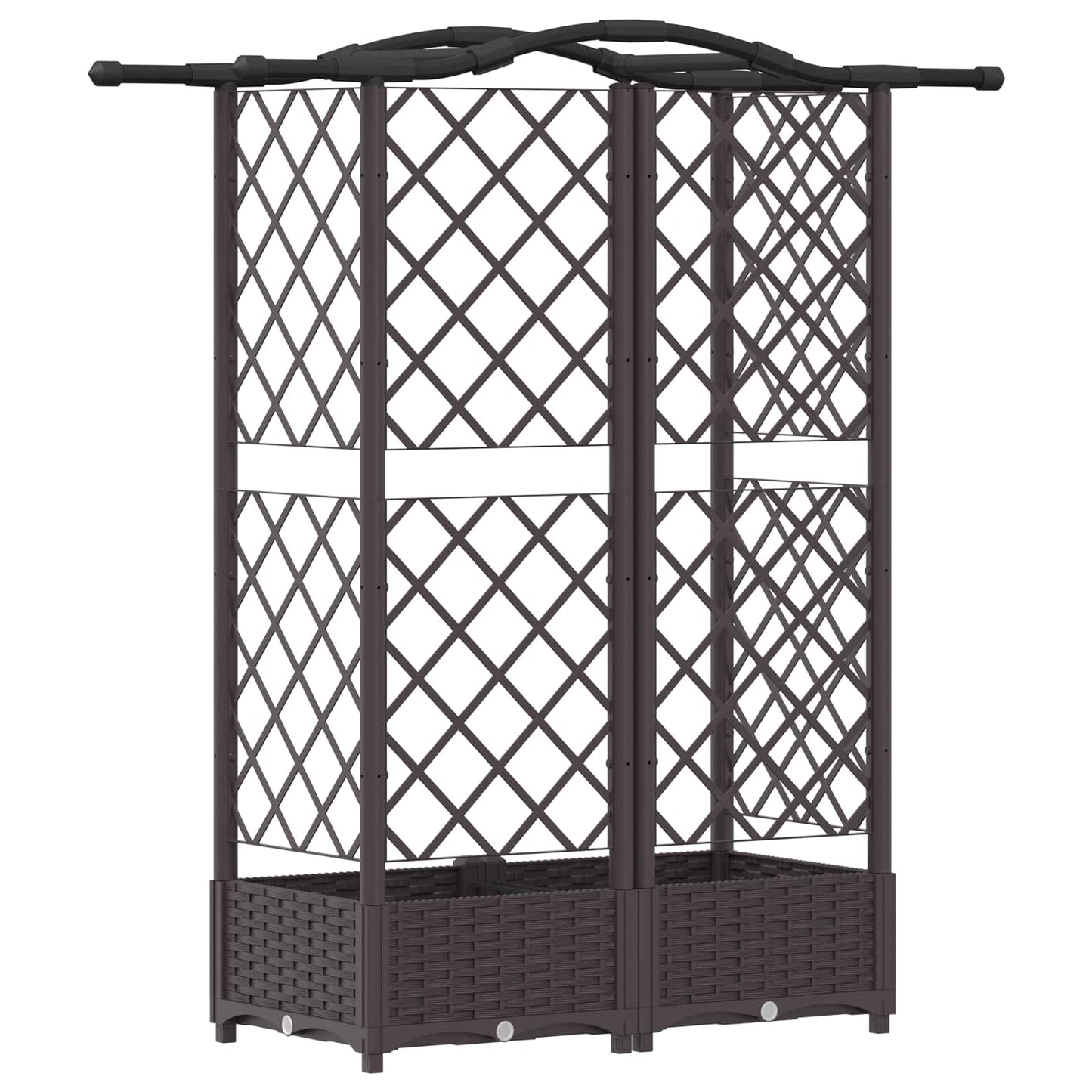 Raised Bed with Trellis and Roof Brown 124 x 40 x 126 cm PP