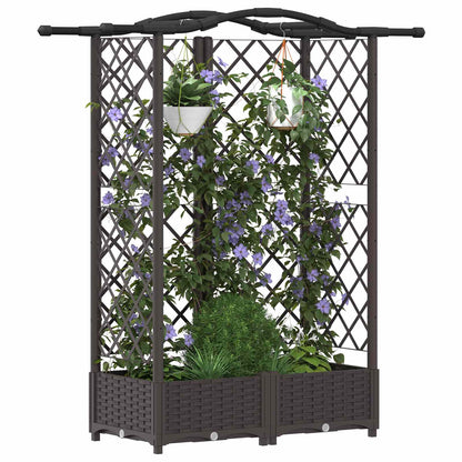 Raised Bed with Trellis and Roof Brown 124 x 40 x 126 cm PP