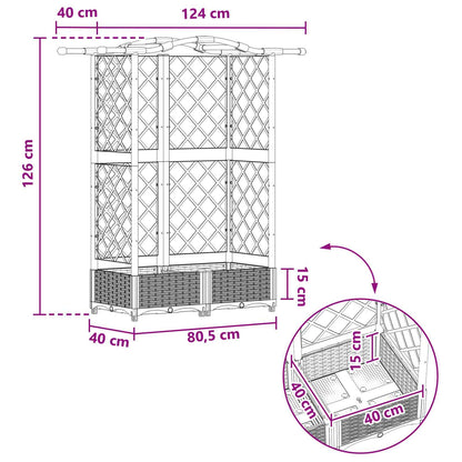 Raised Bed with Trellis and Roof Brown 124 x 40 x 126 cm PP