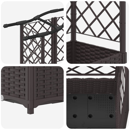 Raised Bed with Trellis and Roof Brown 163 x 40 x 126 cm PP