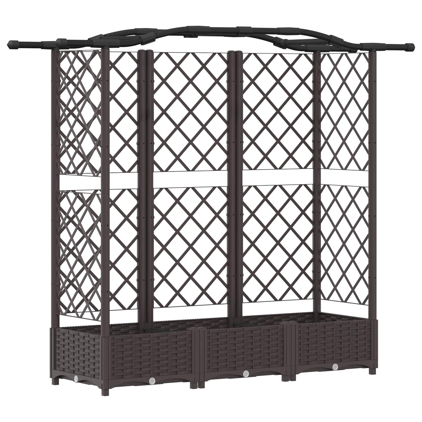 Raised Bed with Trellis and Roof Brown 163 x 40 x 126 cm PP