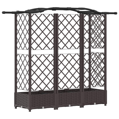 Raised Bed with Trellis and Roof Brown 163 x 40 x 126 cm PP