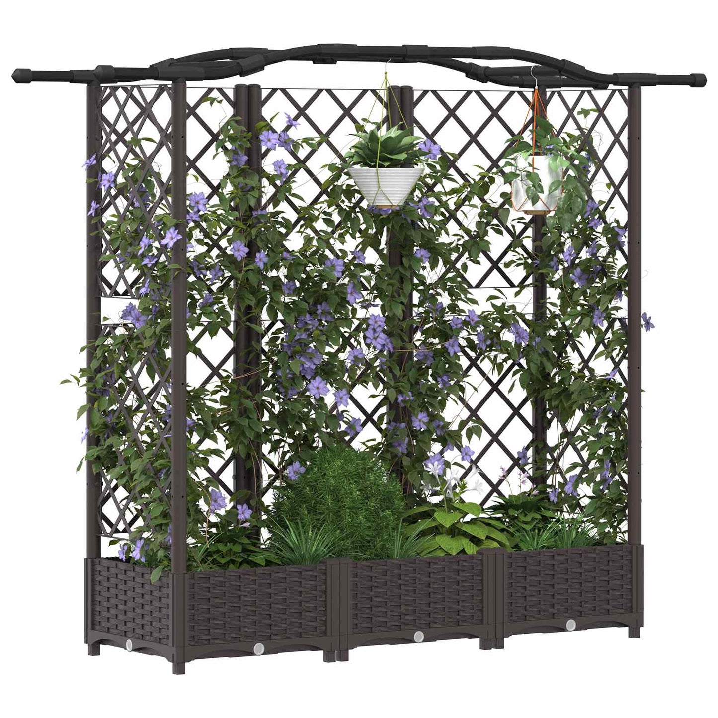 Raised Bed with Trellis and Roof Brown 163 x 40 x 126 cm PP