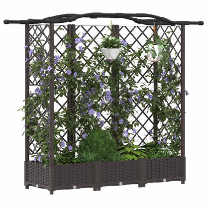 Raised Bed with Trellis and Roof Brown 163 x 40 x 126 cm PP