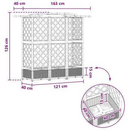 Raised Bed with Trellis and Roof Brown 163 x 40 x 126 cm PP