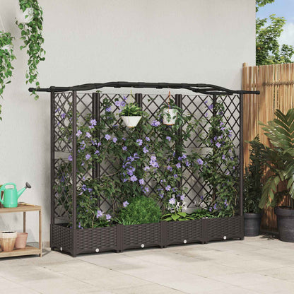Raised Bed with Trellis and Roof Brown 203.5 x 40 x 125 cm PP