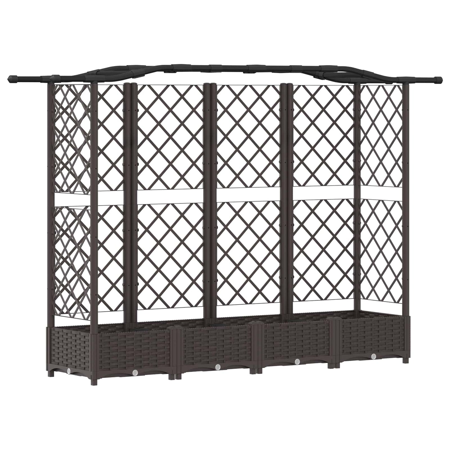 Raised Bed with Trellis and Roof Brown 203.5 x 40 x 125 cm PP
