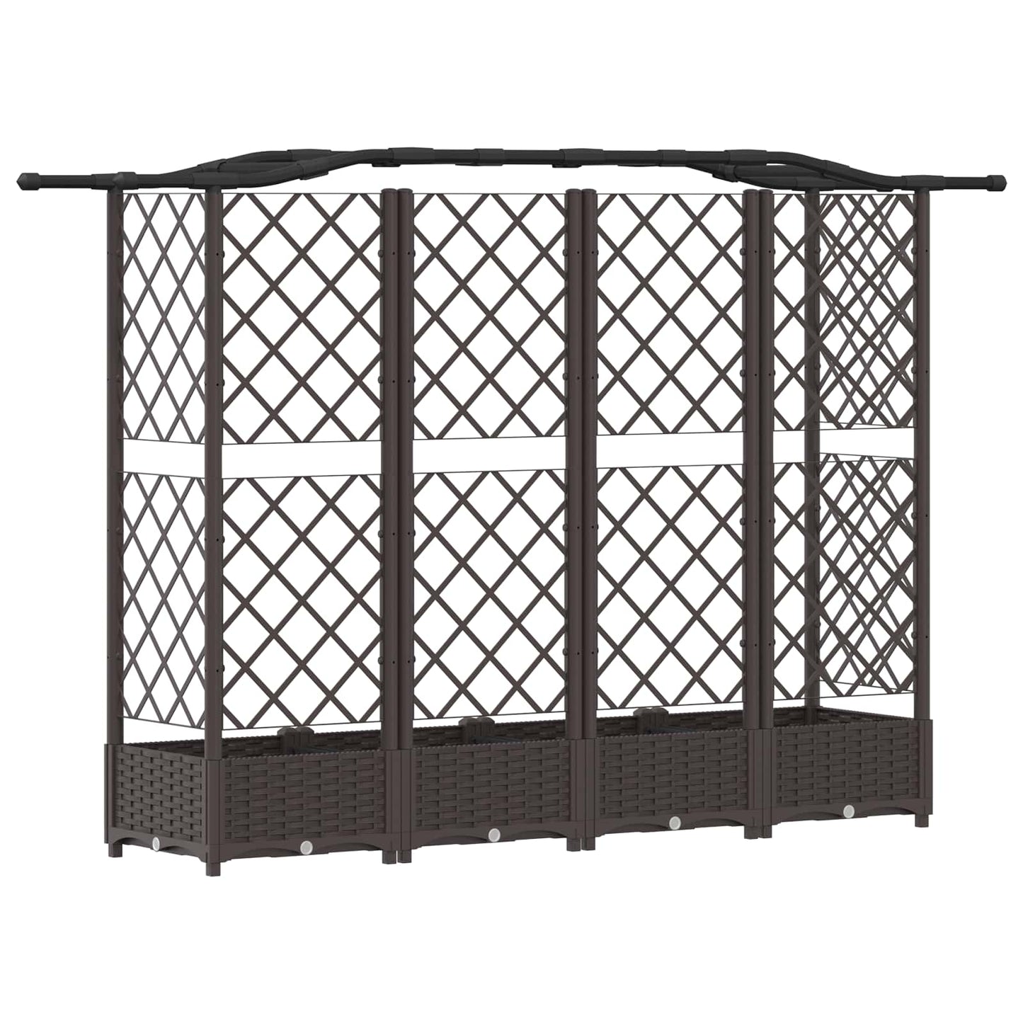 Raised Bed with Trellis and Roof Brown 203.5 x 40 x 125 cm PP
