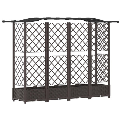 Raised Bed with Trellis and Roof Brown 203.5 x 40 x 125 cm PP