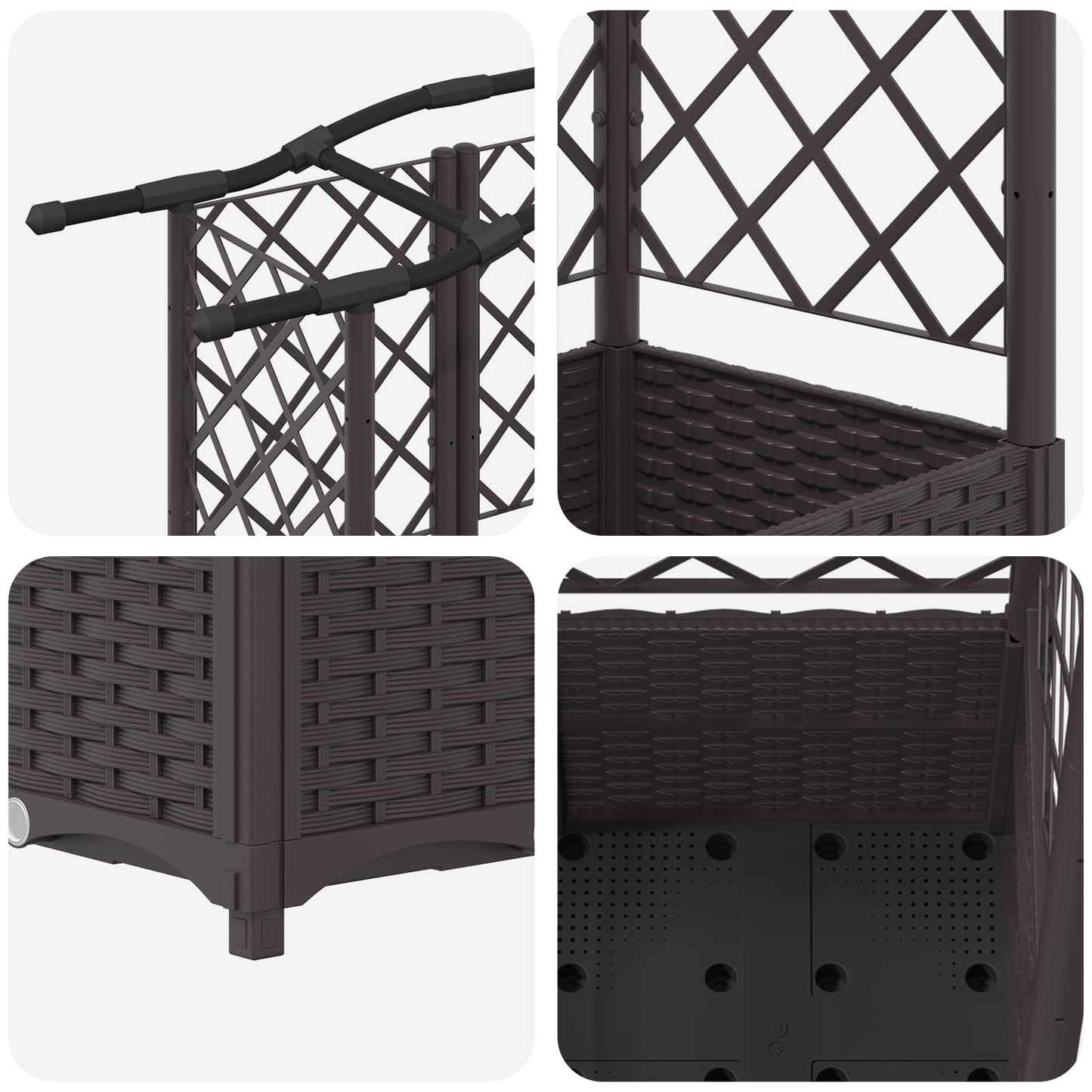 Raised Bed with Trellis and Roof Brown 163 x 40 x 141 cm PP