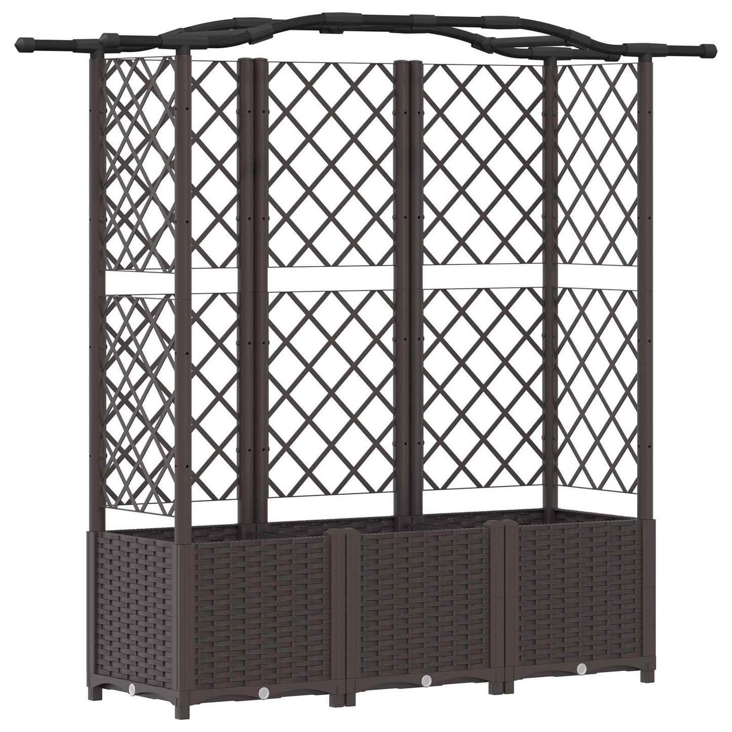 Raised Bed with Trellis and Roof Brown 163 x 40 x 141 cm PP
