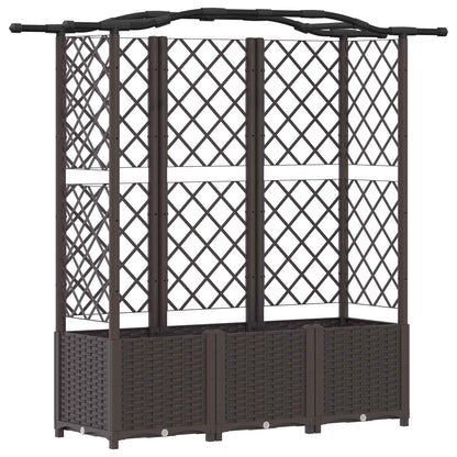 Raised Bed with Trellis and Roof Brown 163 x 40 x 141 cm PP