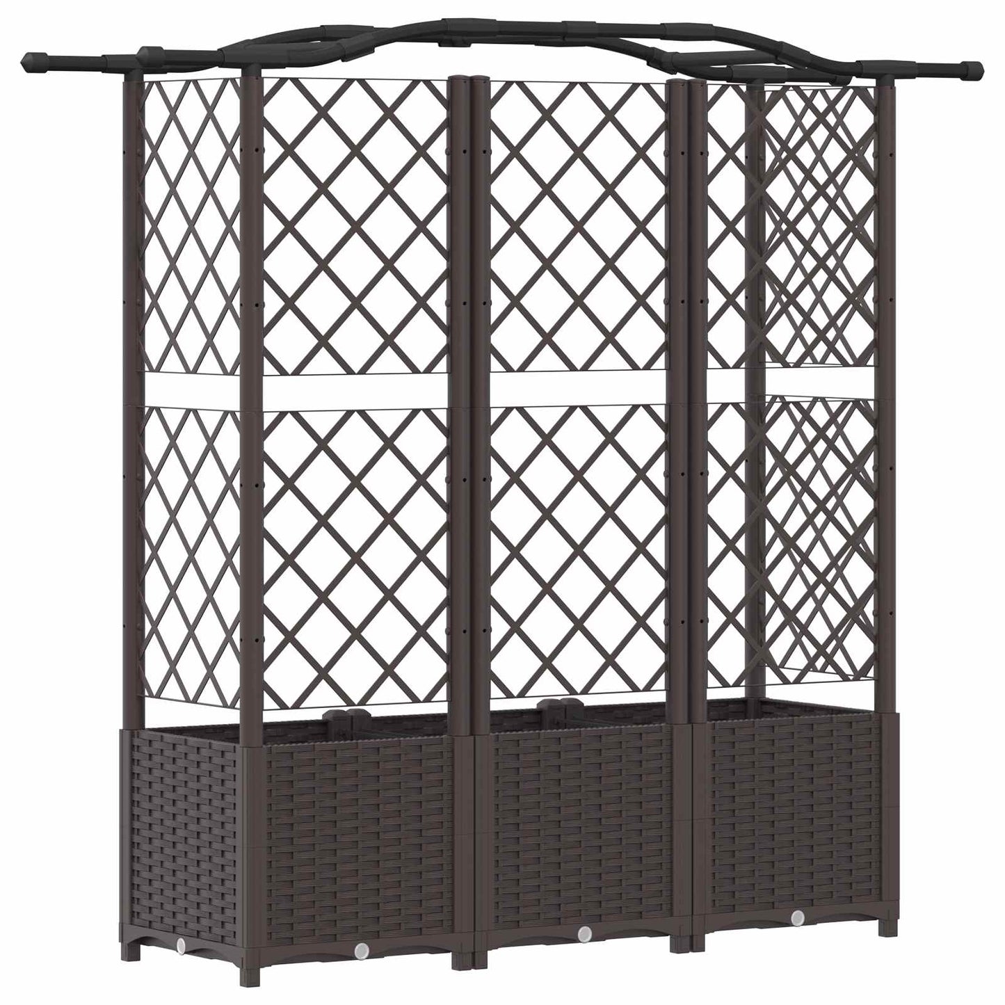 Raised Bed with Trellis and Roof Brown 163 x 40 x 141 cm PP