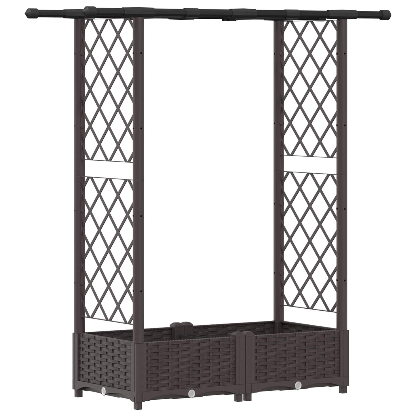 Raised Bed with Trellis and Roof Brown 122.5 x 40 x 123 cm PP