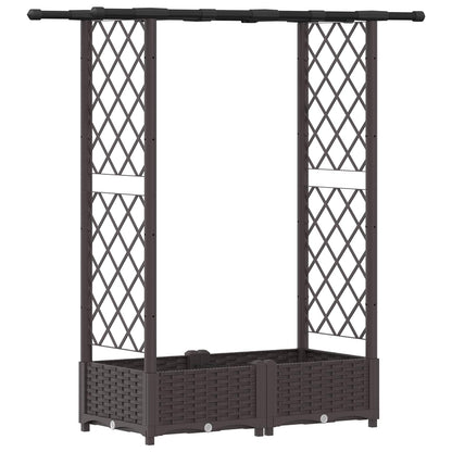 Raised Bed with Trellis and Roof Brown 122.5 x 40 x 123 cm PP