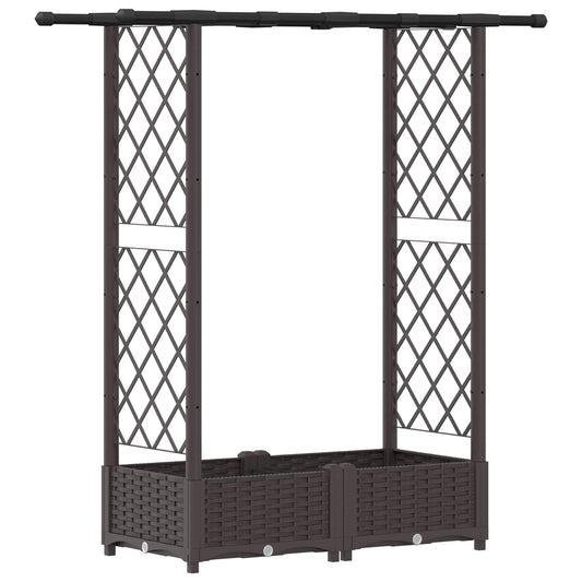 Raised Bed with Trellis and Roof Brown 122.5 x 40 x 121 cm PP