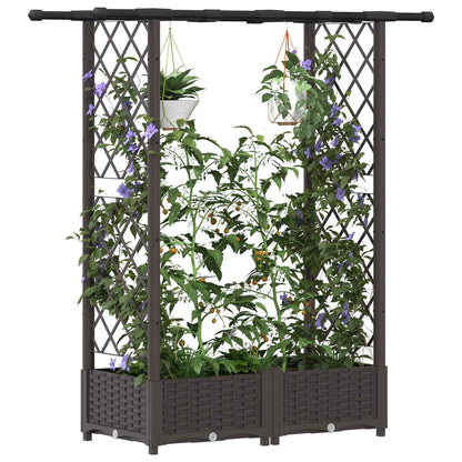 Raised Bed with Trellis and Roof Brown 122.5 x 40 x 123 cm PP