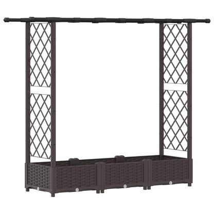 Raised Bed with Trellis and Roof Brown 164 x 40 x 123 cm PP